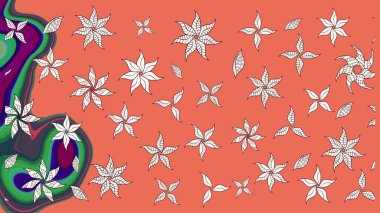 Şatafatlı bahar bahçesi dokusu. Çiçek deseni. Turuncu renkte çiçek çizimi. Turuncu renkli çiçekler. Raster illüstrasyonu.