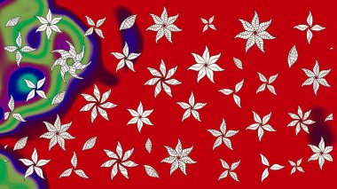 Raster Illustrasyon 'daki Çiçek Deseni' nin son moda çizimi. Düz Çiçek Elementleri Tasarımı. Güzel kumaş deseni. Renkli Yaz Teması çizim şablonu.