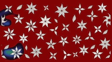 Raster illüstrasyonu. Kırmızı renkte çiçekler. Çiçek süslemeli çizim deseni.