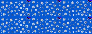 Raster illüstrasyonundaki çiçek desenli çizim. Suluboya tarzında mavi renkte çiçekler.