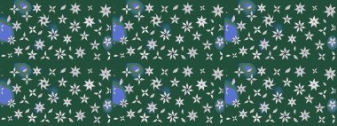 Çiçek buketleriyle klasik bir eskiz şekli. Raster illüstrasyonu. Yeşil renklerde.