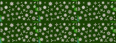 Küçük yeşil çiçeklerle oldukça eski bir besin torbası deseni. Tekstil, kumaş, kapaklar, duvar kağıtları, baskı, paket, koleksiyon defteri, örgü, dekupaj için çiçek arkaplanı..