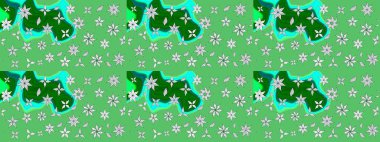 Zarif, parlak ve yeşil çiçek desenli bir taslak. Sabıka baskıları, bebek kıyafetleri, duvar kâğıtları, paket kutuları vb..