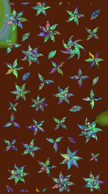 Kahverengi renkli çiçekler. Raster illüstrasyonu. Çiçek süslemeli çizim deseni.