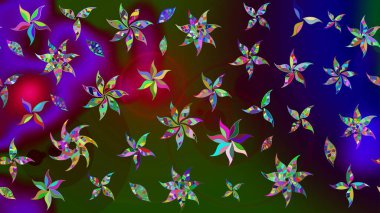 Düz Çiçek Elementleri Tasarımı. Renkli Bahar Teması eskiz kalıbı. Parlak arkaplan eskiz desenli çiçekli fantezi tasarımı.