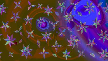 Suluboya tarzında kahverengi renkte. Küçük çiçekli yay deseni çiz. Raster illüstrasyonu.