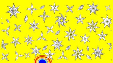 Raster illüstrasyonu. Sarı renklerde. Çiçek. Taslak dekoratif arka plan, çiçek mandala.