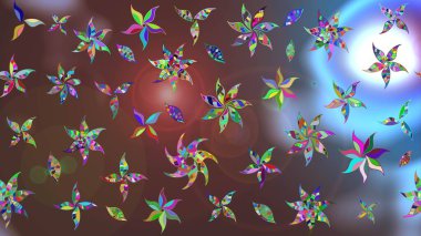 Düz Çiçek Elementleri Tasarımı. Güzel kumaş deseni. Renkli Bahar Teması eskiz kalıbı. Zentangle soyut çiçekleri. Raster illüstrasyonu. Çiçek tozu..