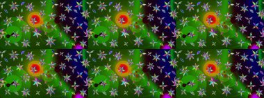 Tomurcukları papatya çiçekleri olan sevimli bir çiçek deseni. Miles Fleur, süslü püslü bir süs. Kumaş, tekstil, duvar kağıdı baskısı için. Eskiz geçmişi. Eski usul. Raster illüstrasyonu.