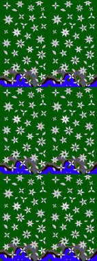 Arkaplan dokusu, duvar kağıdı, yeşil renkli çiçek teması. Soyut etnik raster çizim kalıbı. Kabile sanatı boho baskısı, klasik çiçek arkaplanı.