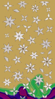 Raster deseni. Nazikçe, sarı renkte bahar çiçekleri. Raster illüstrasyonu. Patlayan çiçekler soyut yerleştirilmiş.