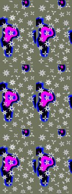 Eskiz geçmişi. Raster illüstrasyonu. Kumaş, tekstil, duvar kağıdı baskısı için. Eski usul. Renkli desenli eskiz deseni, yeşil çiçekler ve dekoratif elementlerle.