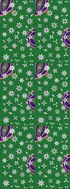 Çiçek desenli eskiz. Gömlek baskısı için çiçek boyası. Yeşil renkte çiçekler.