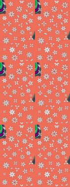 Renkli Bahar Teması eskiz kalıbı. Düz Çiçek Elementleri Tasarımı. Raster illüstrasyonundaki çiçek desenli çizim. Süslü kumaş deseni.