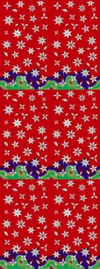 Raster illüstrasyonu. Kibarca, kırmızı renkte bahar çiçekleri. Raster çiçek desenli ve çiçekli..