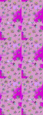 Çizim kalıbı. Tarafsız renklerde. Hint süsü. Raster illüstrasyonu. Çiçek duvar kağıdı. Renkli süs kenarı.