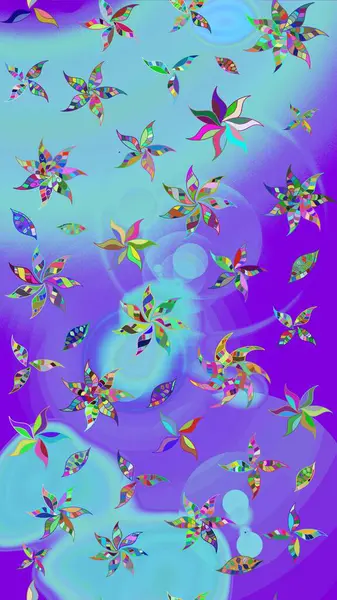 Mavi renkli çiçekler. Düz Çiçek Elementleri Tasarımı. Renkli Bahar Teması eskiz kalıbı. Sevimli çiçek raster deseni.