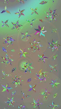 Raster illüstrasyonundaki çiçek desenli çizim. Gri ve bej renkli çiçekler.