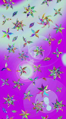 Mor ve nötr renklerde çiçekler. Raster illüstrasyonunda çiçek deseni çizimi.