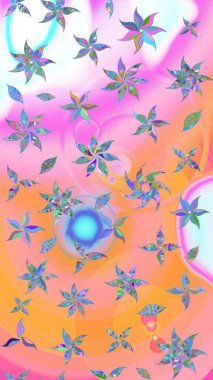 Sanat eserleri, tarafsız tarz çiçekler ve yapraklar. Raster deseni. Karalama çiçekleri çizim kalıbı. Pembe ve nötr el çizimi desen.