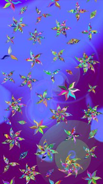 Taslak dekoratif arka plan, çiçek mandala. Raster illüstrasyonu. Çiçek. Mor ve mavi renklerde.