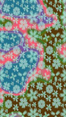 Raster deseni. Ağaç dallı bahar çiçekleri ile desen, nötr ve mavi renkler ile çiçek silueti.