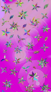 Mavi ve nötr renklere karalamalar çizilmiş çiçek deseni. Raster illüstrasyonu.