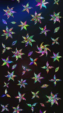 Raster deseni. Bahar çiçekleri dallı desen, gri ve mavi renkler çiçekli siluet.