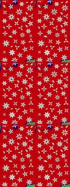 Düz Çiçek Elementleri Tasarımı. Renkli Bahar Teması eskiz kalıbı. Raster illüstrasyonu. Kırmızı ve nötr renklerde çiçekler. Çiçekli çiçek deseni, suluboya..