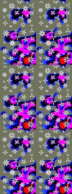 Zentangle soyut çiçekleri. Düz Çiçek Elementleri Tasarımı. Güzel kumaş deseni. Renkli Bahar Teması eskiz kalıbı. Raster illüstrasyonu. Çiçek tozu..