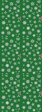 Raster illüstrasyonu. Asya tekstil tarzında. Raster illüstrasyonu. Yeşil ve nötr renklerde çiçekler. Çiçek desenini çiz.