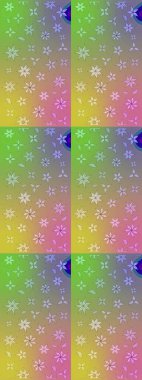 Çizgi çizimi kalıbı. Şirin çiçekler. Raster Moda kumaş deseni.