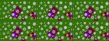 Parlak renkli çiçekleri ve yeşil ve nötr renklerde yaprakları olan harika bir çiçek deseni. Moda baskıları için zarif bir şablon. Halk tarzı. Modern çiçek arkaplanı.