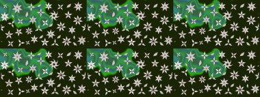 Renkli Bahar Teması eskiz kalıbı. Çiçek desenli eskiz. Düz Çiçek Elementleri Tasarım Raster illüstrasyonu. Gri ve yeşil renkte çiçekler.