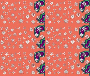 Nazik, narin çiçek arkaplanı. Çiçekli karalama şeklinde Raster çiçek deseni. Turuncu renkte çiçekler.