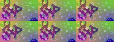 Moda baskısı, albüm, ambalaj kağıdı ve duvar kağıdı için zarif dekoratif süslemeler. Küçük çiçekli basit bir çiçek çizimi. Raster illüstrasyonu. Yeşil ve nötr renklerde şirin çiçekler.