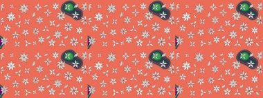 Turuncu ve nötr renkte güzel çiçekli eskiz deseni, suluboya çiçek deseni, duvar kağıdı, kart veya kumaş için fayanslı. Raster..