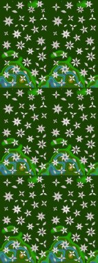 Güzel kumaş deseni. Raster suluboya çiçek deseni, narin çiçekler, yeşil ve nötr çiçekler, tebrik kartı şablonu.