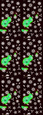 Raster illüstrasyonu. Siyah ve nötr renklere karalamalar çizilmiş çiçek deseni.