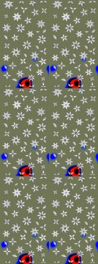 Düz Çiçek Elementleri Tasarımı. Raster illüstrasyonundaki çiçek desenli çizim. Yeşil ve beyaz renkli çiçekler. Renkli Bahar Teması çizim şablonu.