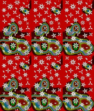 Asya tekstil tarzında. Çiçek desenli çizim. Güzel kumaş deseni. Renkli Bahar Teması eskiz kalıbı. Raster illüstrasyonu. Düz Çiçek Elementleri Tasarımı.