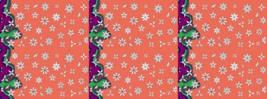 Raster illüstrasyonundaki çiçek desenli çizim. Turuncu ve nötr renkte çiçekler.