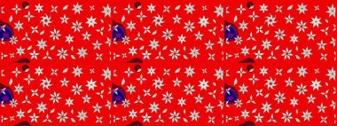 Renkli Bahar Teması eskiz kalıbı. Düz Çiçek Elementleri Tasarımı. Kırmızı ve nötr renklerde şirin çiçek desenleri. Raster Modaya uygun kumaş deseni.