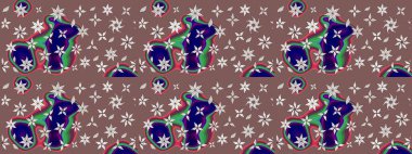 Raster illüstrasyonu. Çizim çiçek deseni duvar kâğıdı olarak kullanılabilir. Kahverengi ve nötr renkte çiçekler.