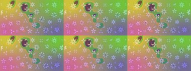 Düz Çiçek Elementleri Tasarımı. Süslü kumaş deseni. Raster illüstrasyonundaki çiçek desenli çizim. Renkli Bahar Teması çizim şablonu.