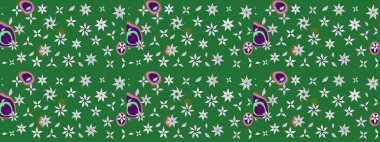 Kabile sanatı boho baskısı, klasik çiçek arkaplanı. Arkaplan dokusu, duvar kağıdı, yeşil ve nötr renklerde çiçek teması. Soyut etnik raster çizim kalıbı.