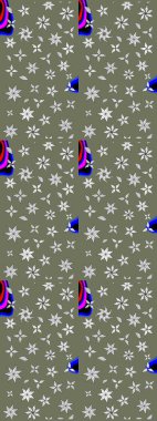 Modern çiçek arkaplanı. Parlak renkli çiçekleri ve yeşil ve beyaz yaprakları olan harika bir çiçek deseni. Halk tarzı. Moda baskıları için zarif bir şablon.