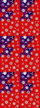 Raster illüstrasyonundaki çiçek desenli çizim. Düz Çiçek Elementleri Tasarımı. Renkli Yaz Temalı eskiz kalıbı. Kırmızı ve nötr renkte çiçekler.