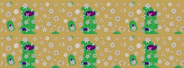 Raster illüstrasyonundaki çiçek desenli çizim. Çiçekler suluboya tarzında sarı ve yeşil renklerde.