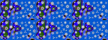 Renkli Bahar Teması eskiz kalıbı. Düz Çiçek Elementleri Tasarımı. Çiçekli çizim şekli. Mavi ve nötr renkte çiçekler.